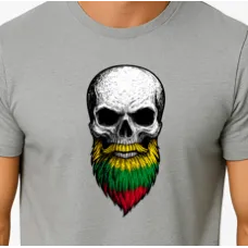 Vīriešu gaiši pelēks krekls Skull and Beard PK4015