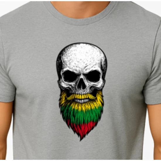 Vīriešu gaiši pelēks krekls Skull and Beard PK4015