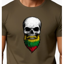 Vīriešu haki krekls Galvaskauss un bārda
