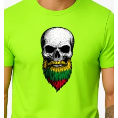 Vīriešu neona zaļš krekliņš Skull and Beard PK4015