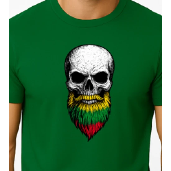Vīriešu tumši zaļš krekls Skull and Beard PK4015