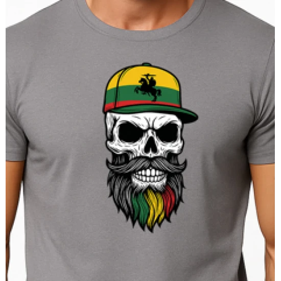 Vīriešu pelēks krekls Galvaskauss ar cepuri PK4016