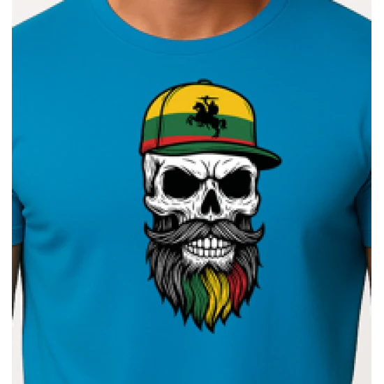 Vīriešu tirkīza krekls Galvaskauss un cepure PK4016