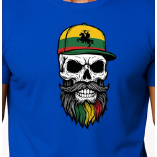 Vīriešu zils krekls Galvaskauss un cepure PK4016