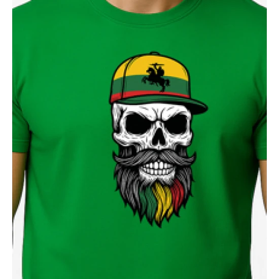 Vīriešu zaļš krekls Galvaskauss un cepure PK4016