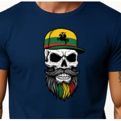 Vīriešu tumši zils krekls Galvaskauss un cepure