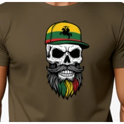 Vīriešu haki krekls Galvaskauss ar cepuri