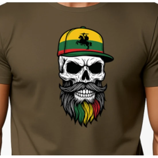 Vīriešu haki krekls Galvaskauss ar cepuri PK4016