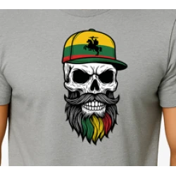 Vīriešu gaiši pelēks krekls Galvaskauss ar cepuri