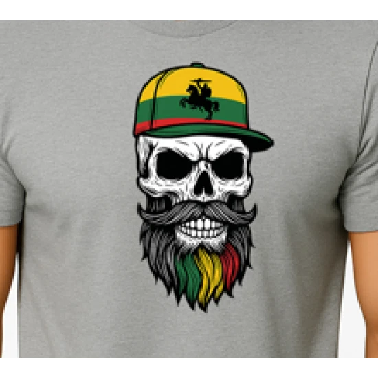 Vīriešu gaiši pelēks krekls Galvaskauss ar cepuri PK4016