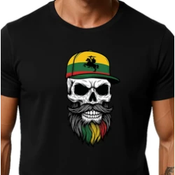 Vīriešu melns krekls Galvaskauss ar cepuri