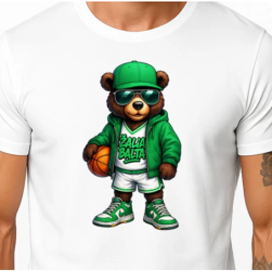 Vīriešu balts lāča krekls ar bumbas džemperi PK4019