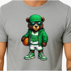 Vīriešu gaiši pelēks lāča krekls ar bumbu džemperis