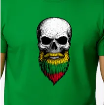 Vīriešu zaļš T-krekls Skull and Beard