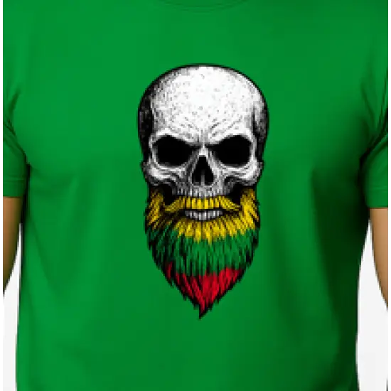 Vīriešu zaļš krekliņš Skull and Beard PK4015