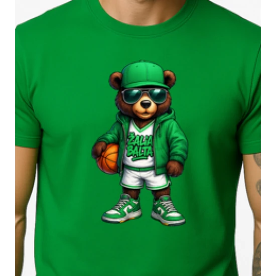 Vīriešu zaļš lāča krekls ar bumbas džemperi PK4019