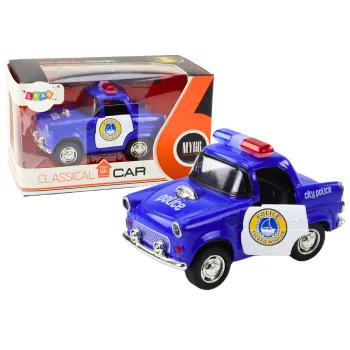 Klasiska zila policijas automašīna