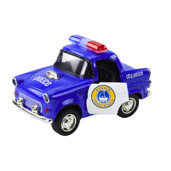 Klasiska zila policijas automašīna Uzņēmuma automašīnas