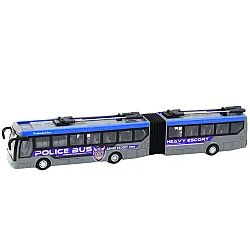 Pilkas policijos autobusas valdomas pultu