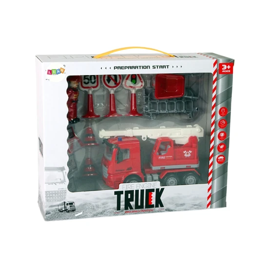 Ugunsdzēsības dienesta komplekts ar celtni un ceļa zīmēm Auto komplekti