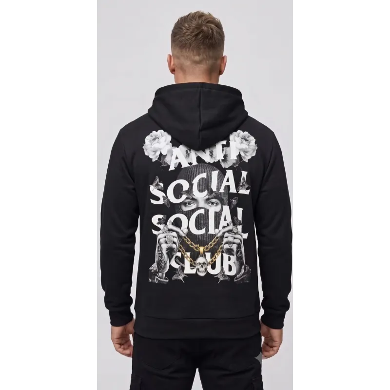 Vīriešu melns džemperis ar kapuci „Social“