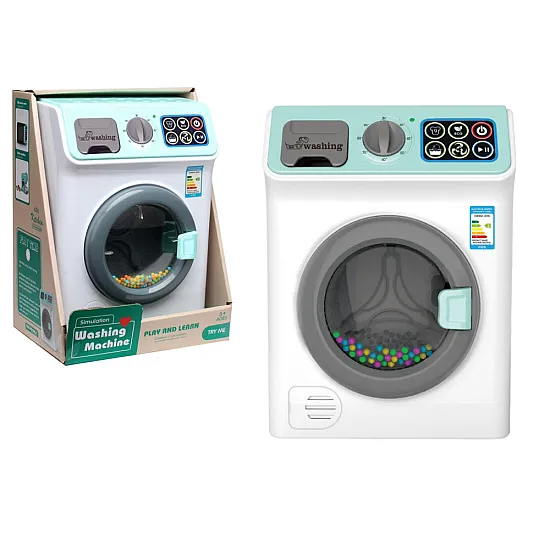 Battery-powered washing machine with sound effects