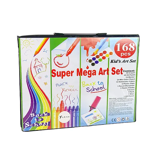 Mākslas komplekts čemodānā, 168 detaļas, „Mega Art“