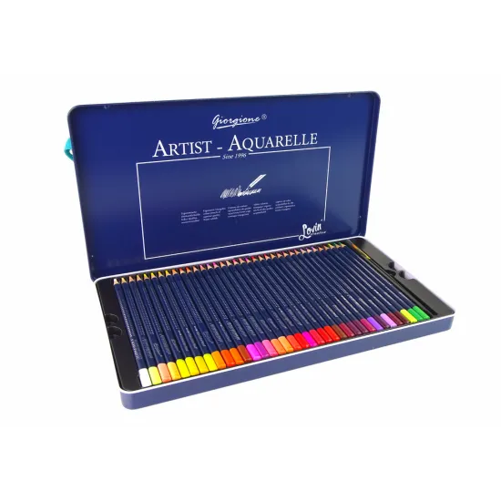 Set of 36 Watercolor Pencils Metal Container Saimnieki