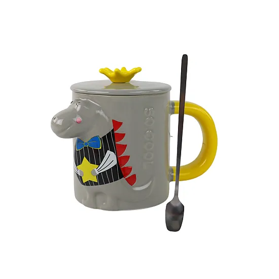 Pelēka krūze ar dinozauru 400 ml Sadzīves tehnika, virtuves