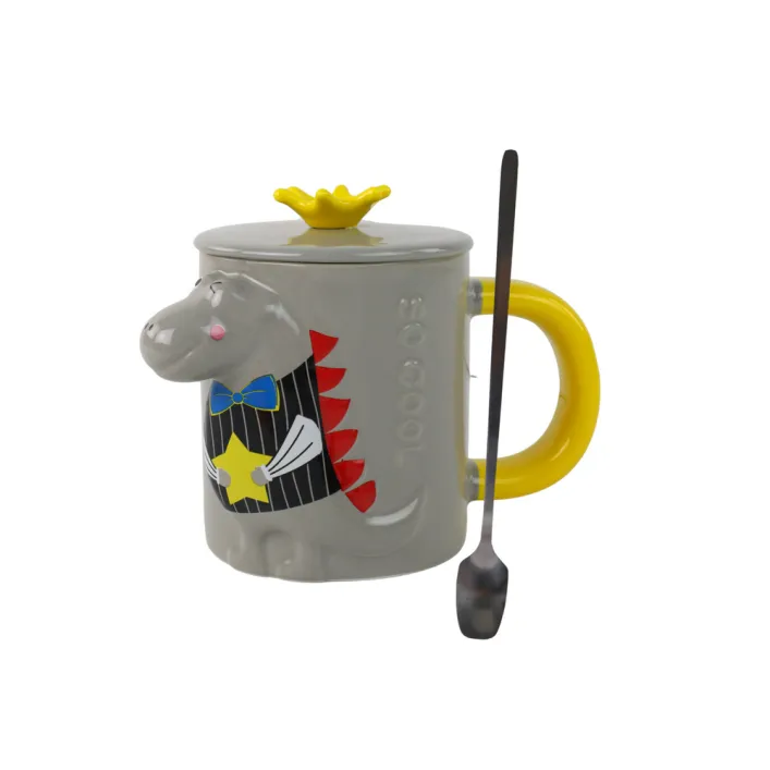 Pelēka krūze ar dinozauru 400 ml Sadzīves tehnika, virtuves