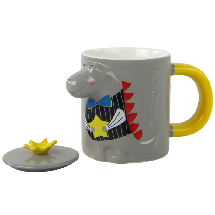 Pelēka krūze ar dinozauru 400 ml Sadzīves tehnika, virtuves