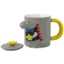 Pelēka krūze ar dinozauru 400 ml