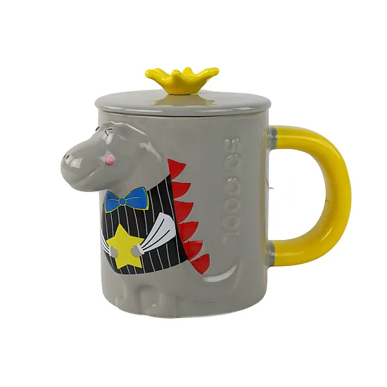 Pelēka krūze ar dinozauru 400 ml Sadzīves tehnika, virtuves