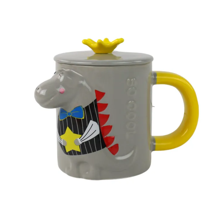 Pelēka krūze ar dinozauru 400 ml Sadzīves tehnika, virtuves
