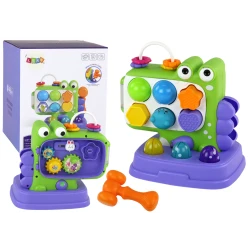 Violeta dinozauru izglītojoša galda Whack-A-Mole šķirošanas spēle bērniem