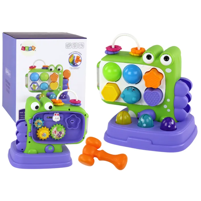 Violeta dinozauru izglītojoša galda Whack-A-Mole šķirošanas spēle bērniem