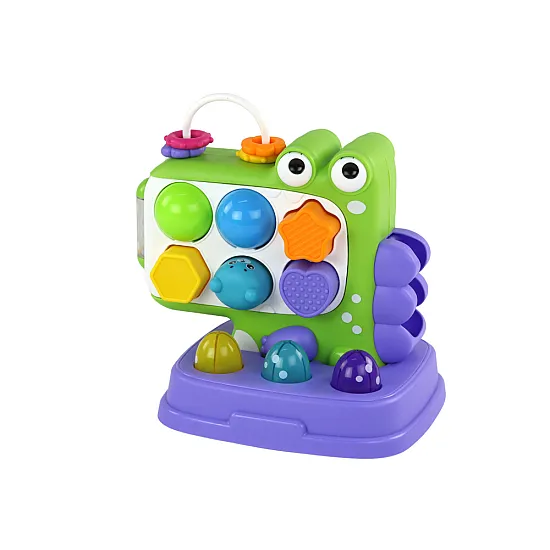 Violeta dinozauru izglītojoša galda Whack-A-Mole šķirošanas spēle bērniem