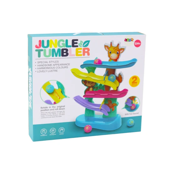 Žirafes pērtiķu bumbas slidkalniņš ar krāsainām bumbiņām