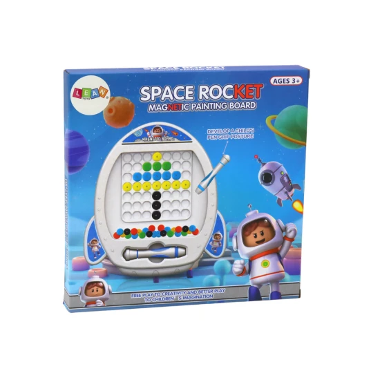 Magnētiskā tāfele Kosmiskā raķete ar 7 zīmēšanas veidnēm Magnētiskie dēļi un magnēti