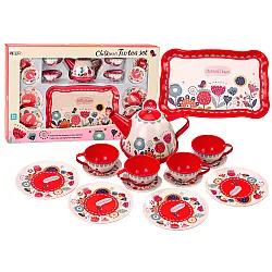 Red coffee and tea set 15 pcs.