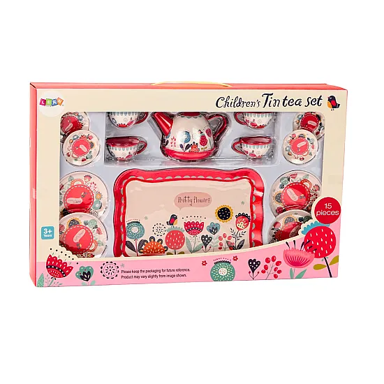 Red coffee and tea set 15 pcs. Household appliances, kitchens