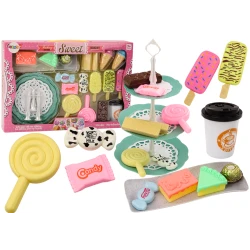 Konditorejas kafejnīcas komplekts: konfektes, figūriņas, kafija, kūka (25 gab.)