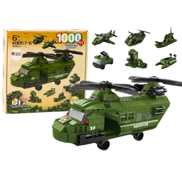 Militāro helikopteru bloku komplekts Militāri zaļš 1000 gab.