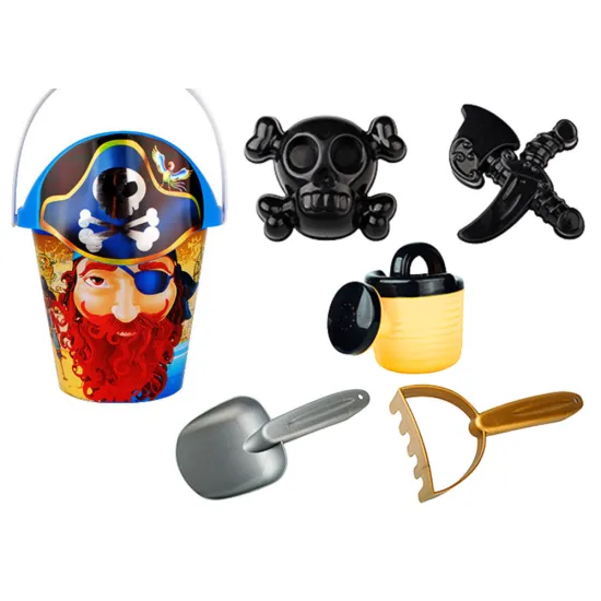 Piratų smėlio žaislų rinkinys su kibirėliu