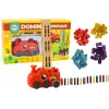 Sarkans dinozaurs kārto domino kauliņus Galda un sporta spēles
