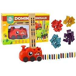 Sarkans dinozaurs kārto domino kauliņus