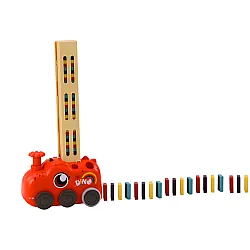 Sarkans dinozaurs kārto domino kauliņus