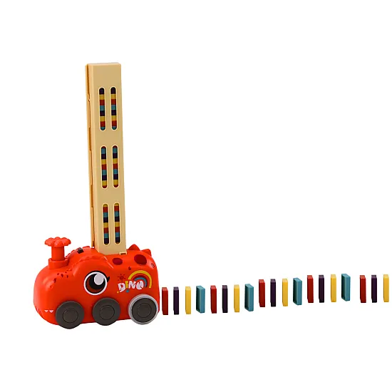 Sarkans dinozaurs kārto domino kauliņus Galda un sporta spēles