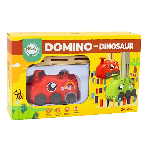 Sarkans dinozaurs kārto domino kauliņus Galda un sporta spēles