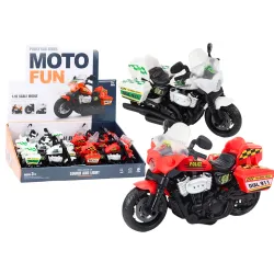 Policijas motocikls 1:10 Gaismas skaņas Balta Sarkana